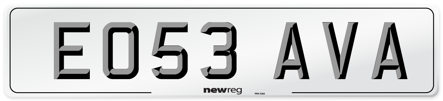 EO53 AVA Number Plate from New Reg